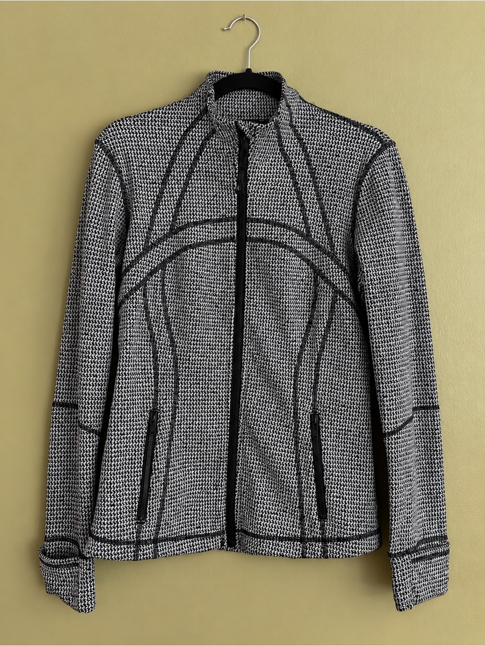 Lululemon Define Jacket Black White Houndstooth Womens Size 8 Full Zip